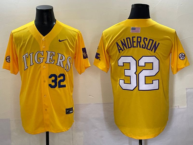 Men 2025 LSU Tigers #32 Anderson Yellow Joint Name Nike NCAA Jersey style 2->oklahoma city thunder->NBA Jersey
